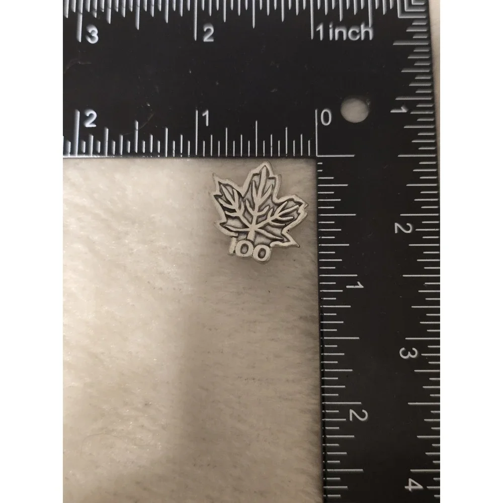 Vintage Silver Tone 100 Maple Leaf Centennial Lapel Vest Hat Pin C1